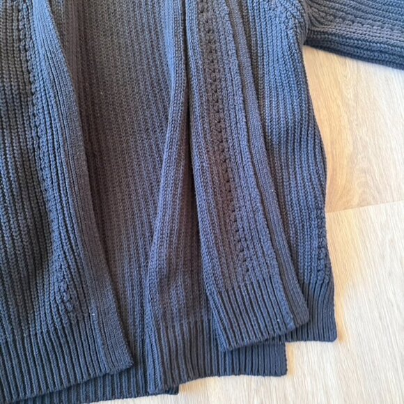 ** Free People Chunky Knit Cardigan Sweater Black Long XL - Picture 3 of 10